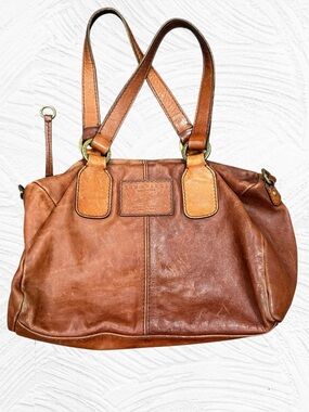 THE BRIDGE Leather Small Shoulder  Bag Brown Distressed Broken in.